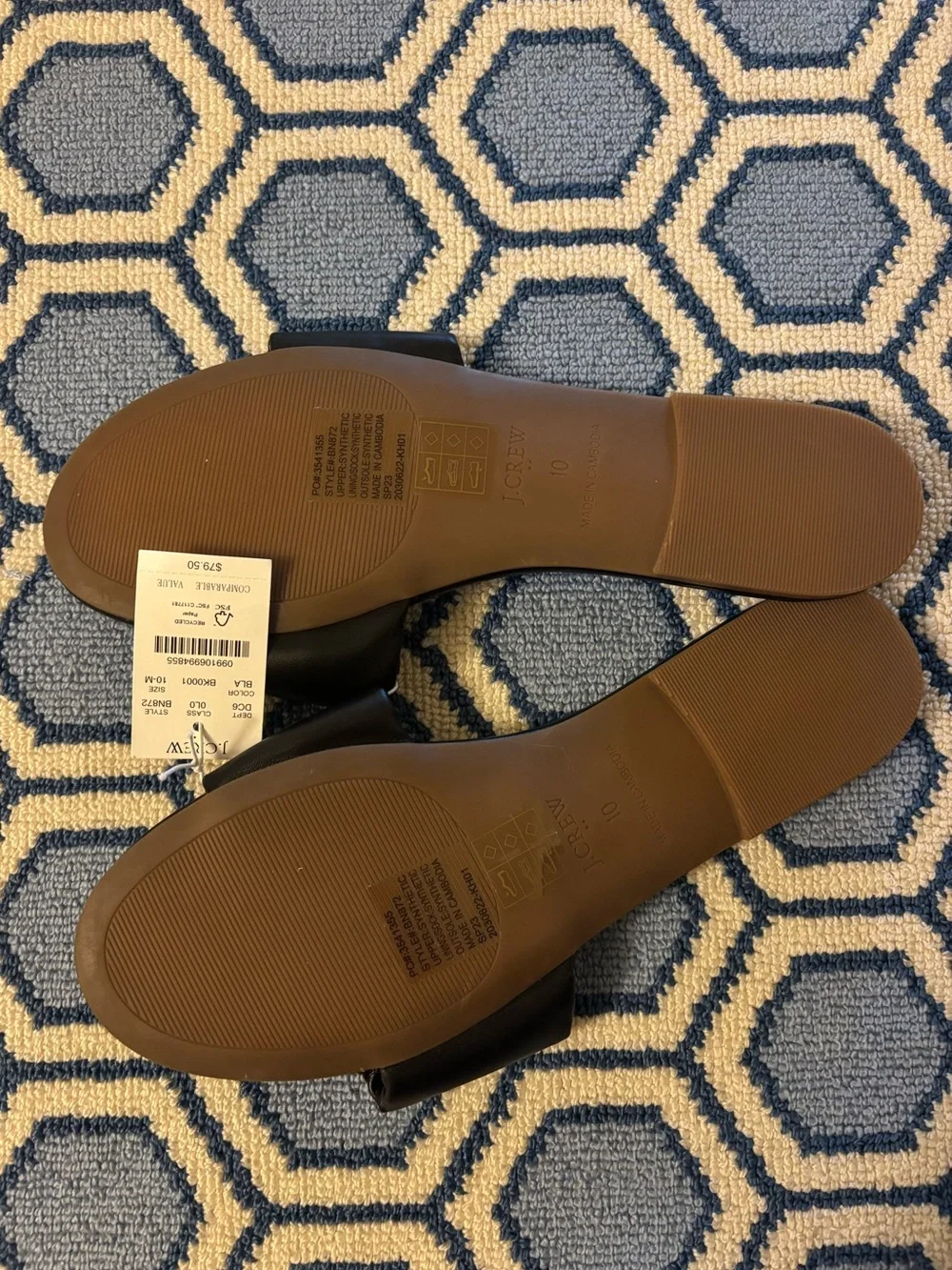 J. Crew Black Ruffled Slide Sandals - Women